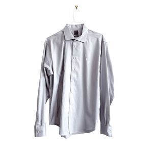Calvin Klein Mens Dress Shirt Button Down Slim Fit Long Sleeve Gray Size 17.5